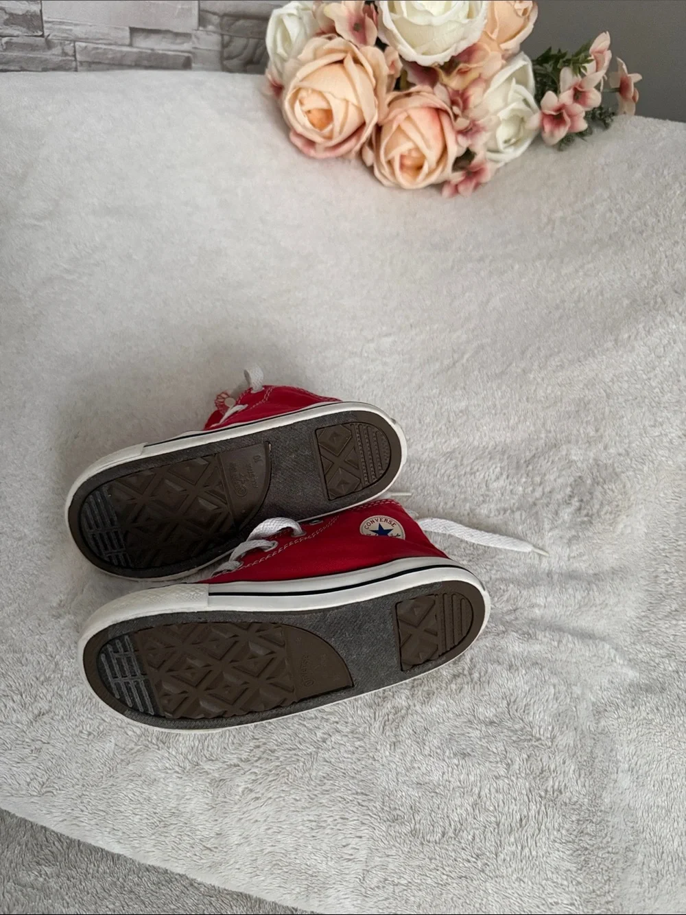 Converse Red High-Top Kids Canvas Sneakers with White Laces